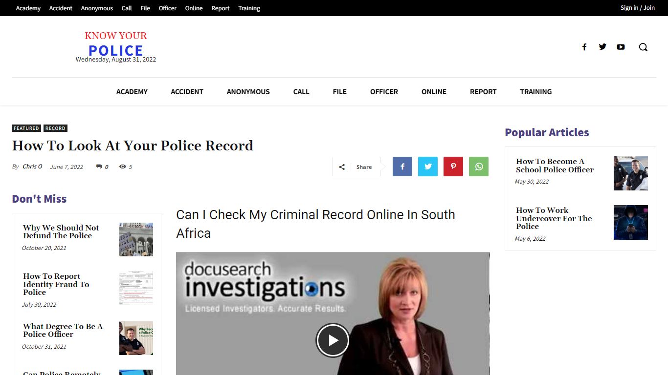 How To Look At Your Police Record - KnowYourPolice.net